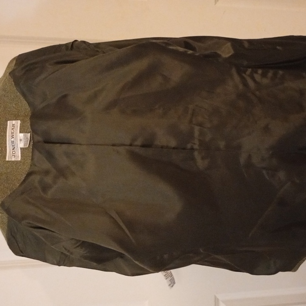 Vintage Jones wear olive green herringbone Blazer, size 16 - Picture 8 of 9